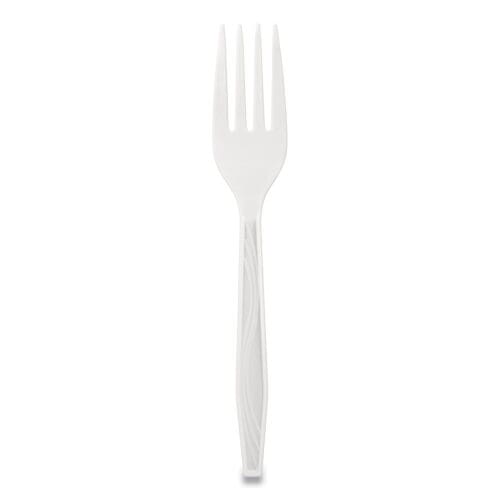 Elegant Dinnerware Heavyweight Cutlery, Polystyrene, Fork, White, 500/Box