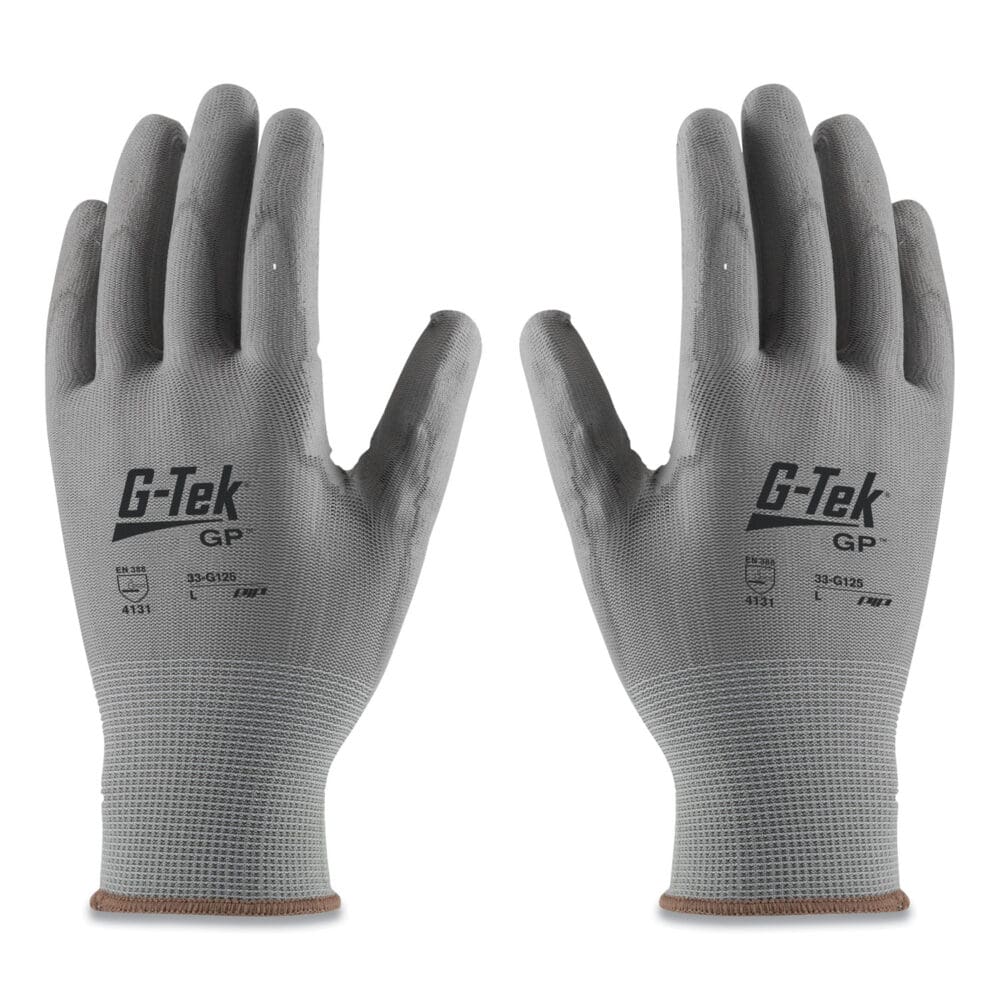 GP Polyurethane-Coated Nylon Gloves, Small, Gray, 12 Pairs
