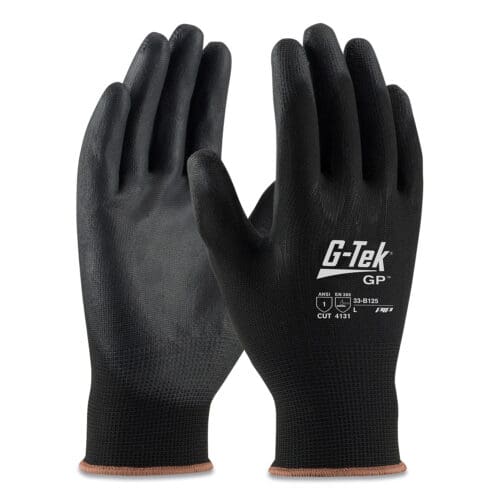 GP Polyurethane-Coated Nylon Gloves, X-Large, Black, 12 Pairs