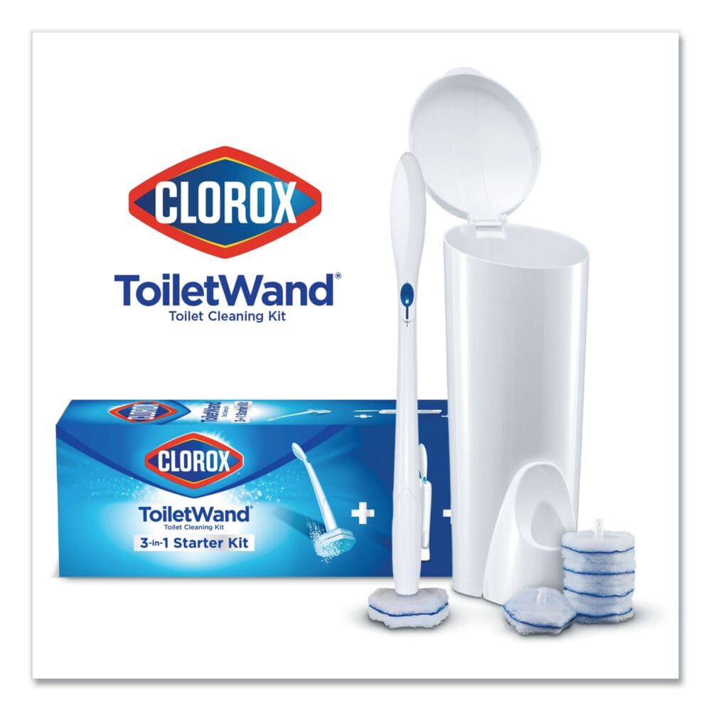 ToiletWand Disposable Toilet Cleaning System: Handle, Caddy and Refills, White, 6/Carton