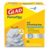 ForceFlex Tall Kitchen Drawstring Trash Bags, 13 gal, 0.72 mil, 23.75" x 24.88", Gray, 100/Box