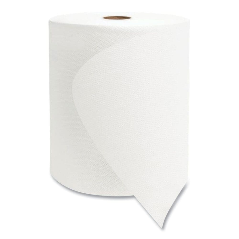Valay Universal TAD Roll Towels, 1-Ply, 8 x 600 ft, White, 6 Rolls/Carton