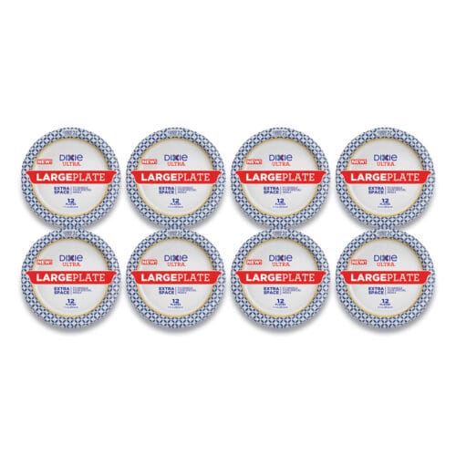 Heavy Duty Disposable Dinnerware, Large Plate, 11.5" dia, Floral, Blue/Yellow/White, 12/Pack