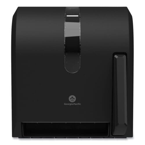 Hygienic Push-Paddle Roll Towel Dispenser, 13 x 10 x 14.4, Black