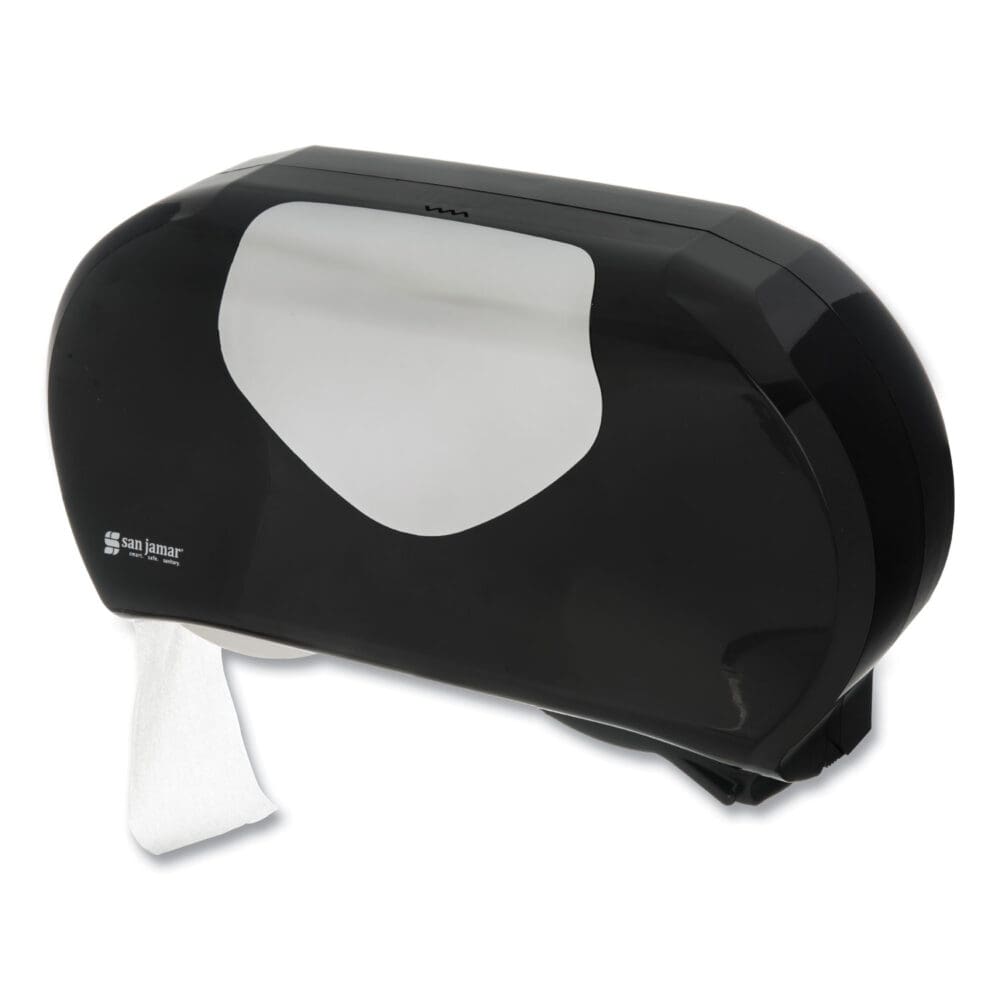 Twin 9" Jumbo Bath Tissue Dispenser, Summit, 20.07 x 5.88 x 11.9, Black/Faux Stainless Steel