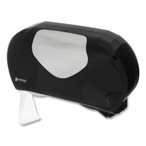 Twin 9" Jumbo Bath Tissue Dispenser, Summit, 20.07 x 5.88 x 11.9, Black/Faux Stainless Steel