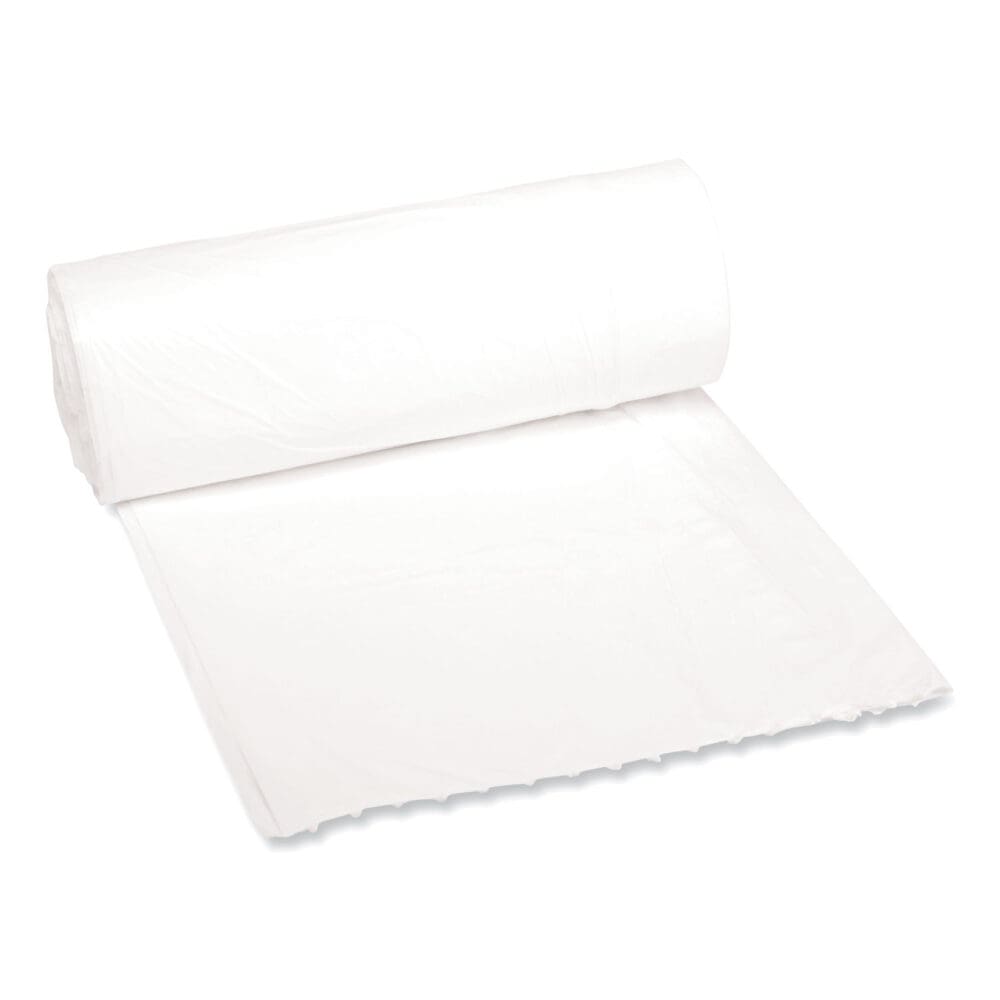 Low-Density Waste Can Liners, 16 gal, 0.4 mil, 24" x 32", White, 25 Bags/Roll, 20 Rolls/Carton