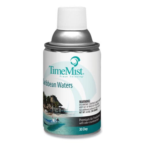 Premium Metered Air Freshener Refill, Caribbean Waters, 6.6 oz Aerosol Spray 12/Carton