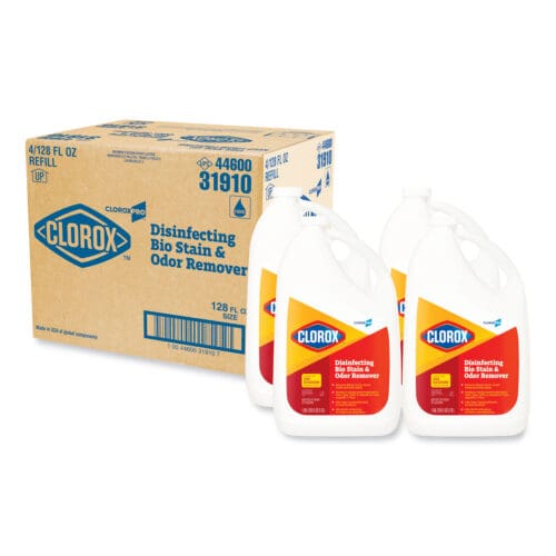 Disinfecting Bio Stain and Odor Remover, Fragranced, 128 oz Refill Bottle, 4/CT