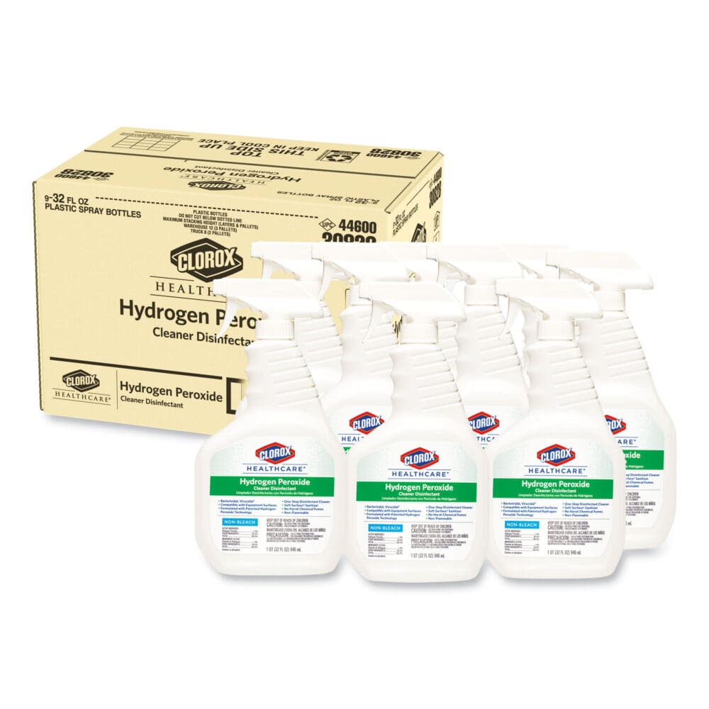 Hydrogen-Peroxide Cleaner/Disinfectant, 32 oz Spray Bottle, 9/Carton