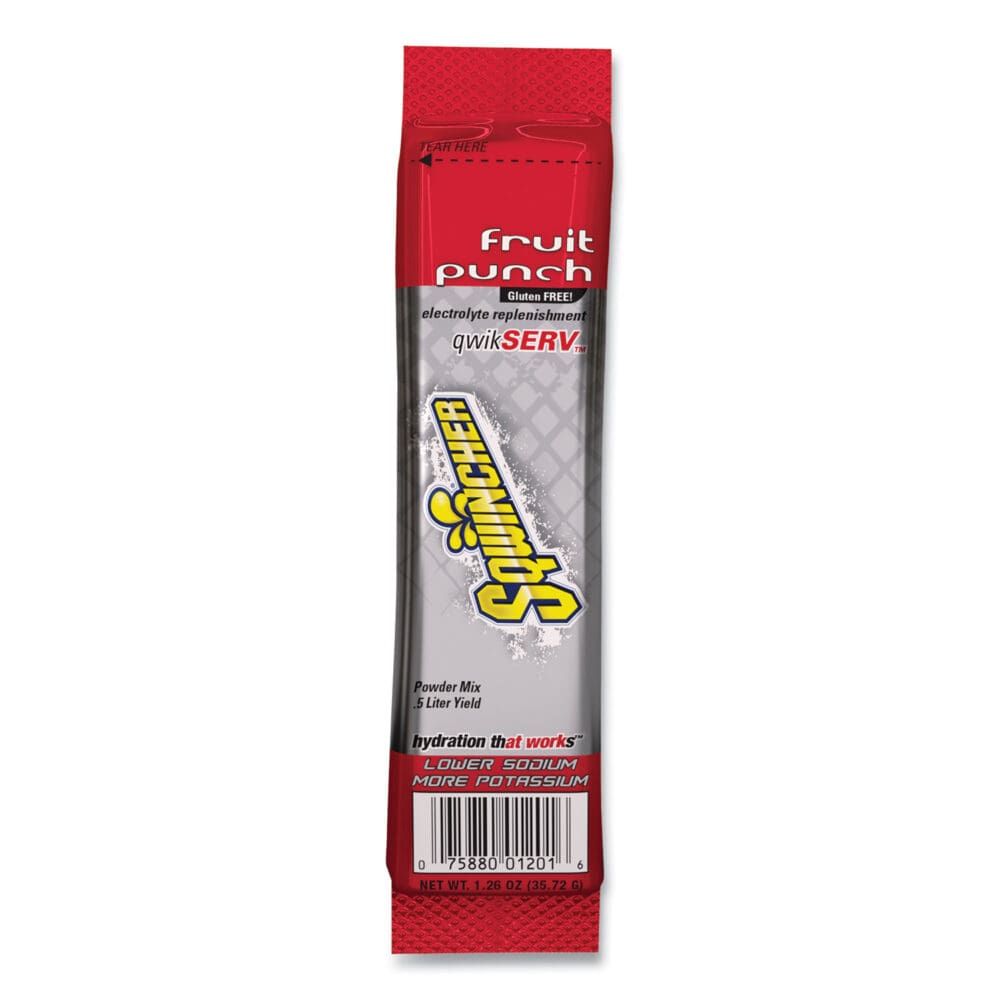 Thirst Quencher QwikServ Electrolyte Replacement Drink Mix, Fruit Punch, 1.26 oz Packet, 8/Pack