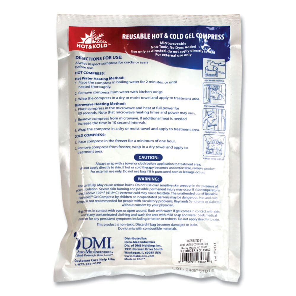 Reusable Hot/Cold Pack, 8.63 x 8.63, White