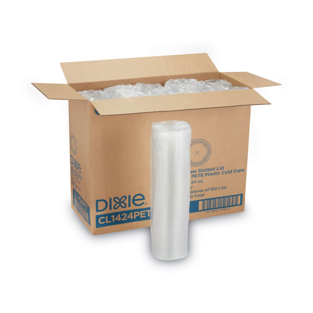 Cold Drink Cup Lids, Fits 16 oz Plastic Cold Cups, Clear, 100/Sleeve, 10 Sleeves/Carton