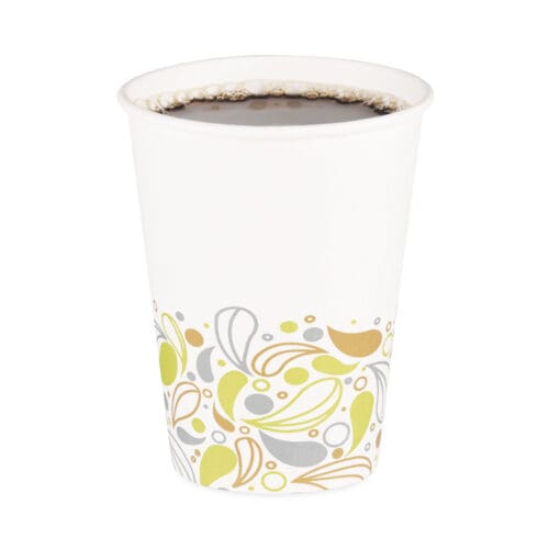 Deerfield Printed Paper Hot Cups, 12 oz, 50 Cups/Sleeve, 20 Sleeves/Carton