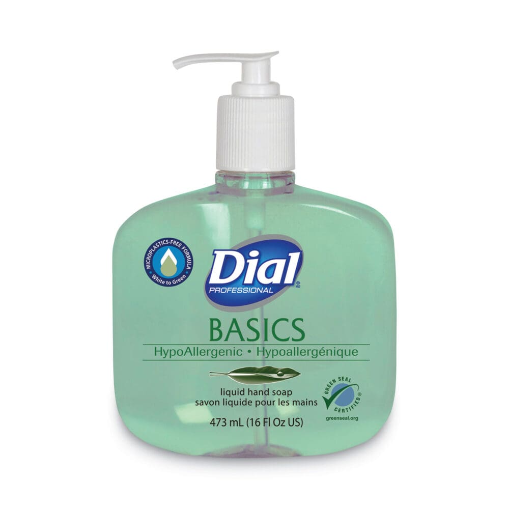 Basics MP Free Liquid Hand Soap, Unscented, 16 oz Pump Bottle, 12/Carton