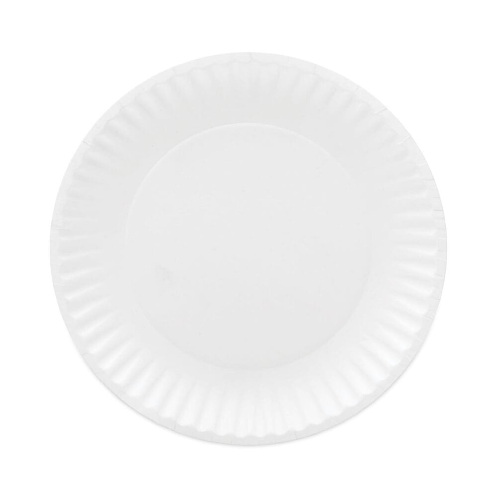 Coated Paper Plates, 6" dia, White, 100/Pack, 12 Packs/Carton