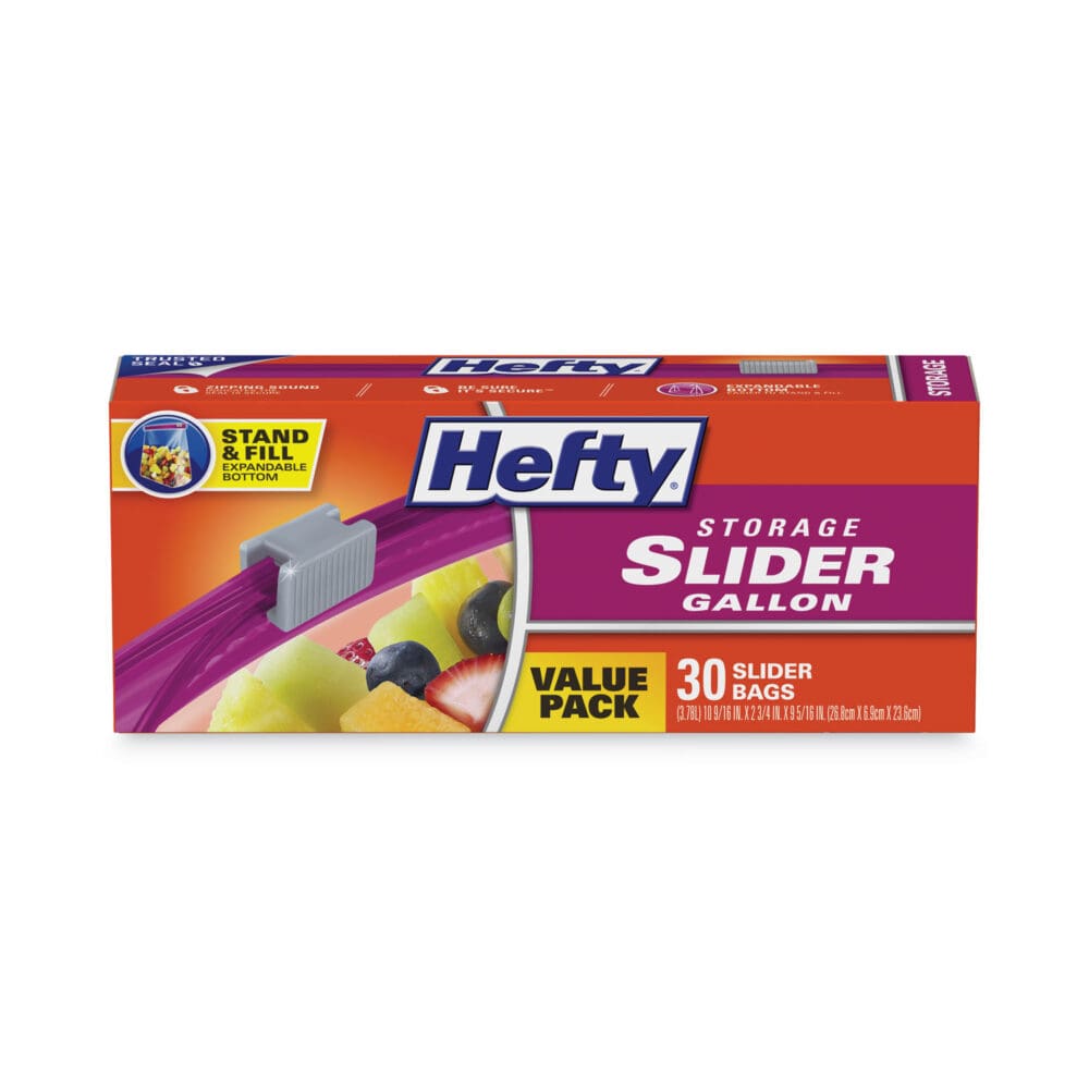 Slider Bags, 1 gal, 1.5 mil, 10.56" x 11", Clear, 30/Box