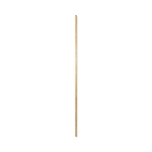 Threaded End Broom Handle, Lacquered Hardwood, 0.94" dia x 54", Natural