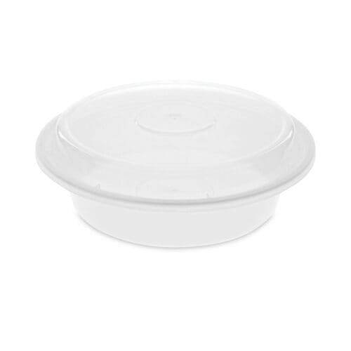 Newspring VERSAtainer Microwavable Containers,  24 oz, 7 x 7 x 2.38, White/Clear, Plastic, 150/Carton