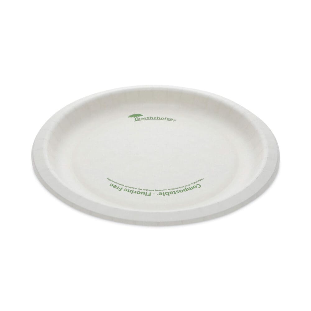 EarthChoice Pressware Compostable Dinnerware, Plate, 9" dia, White, 450/Carton