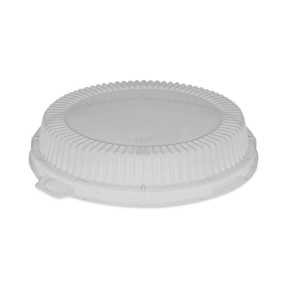 ClearView Dome-Style Lid with Tabs, Fluted, 8.88 x 8.88 x 0.75, Clear, Plastic, 504/Carton