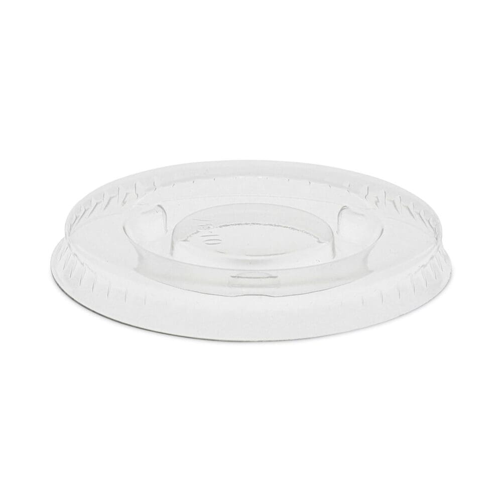 Plastic Portion Cup Lid, Fits 0.5 oz to 1 oz Cups, Clear, 100/Sleeve, 25 Sleeves/Carton
