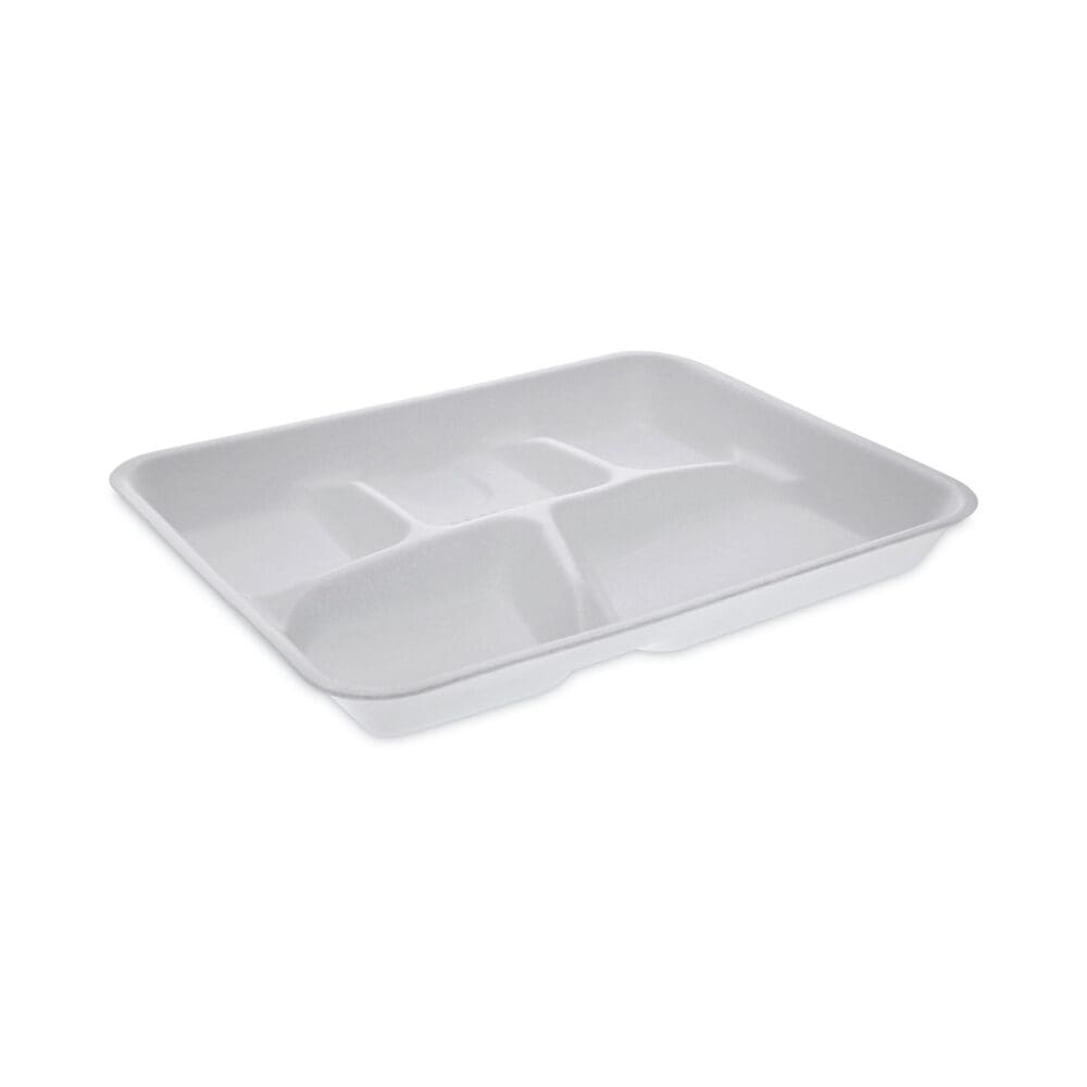 Foam School Trays, 5-Compartment, 8.25 x 10.5 x 1,  White, 500/Carton