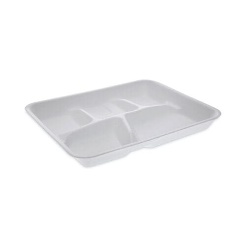 Foam School Trays, 5-Compartment, 8.25 x 10.5 x 1,  White, 500/Carton