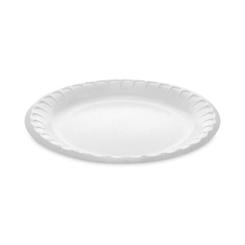 Placesetter Deluxe Laminated Foam Dinnerware, Plate, 8.88" dia, White, 500/Carton