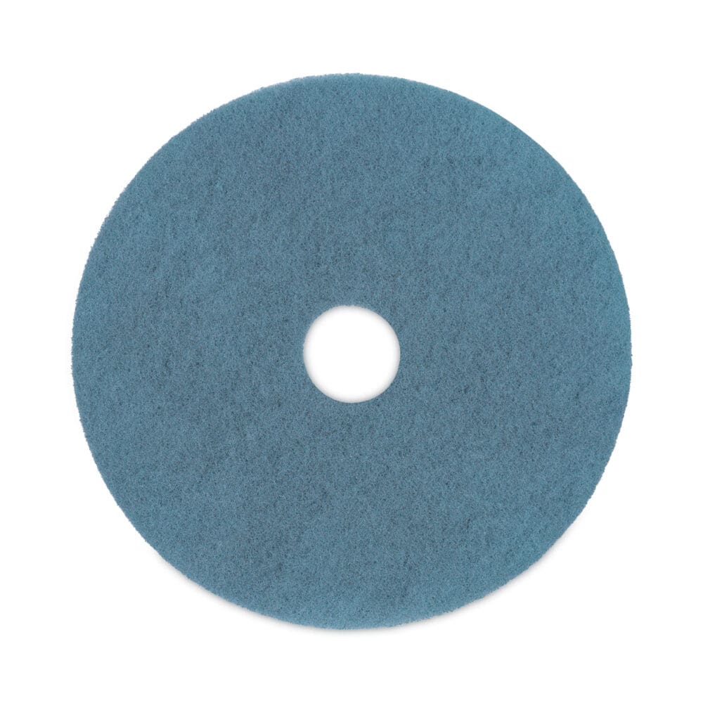 Burnishing Floor Pads, 20" Diameter, Aqua, 5/Carton