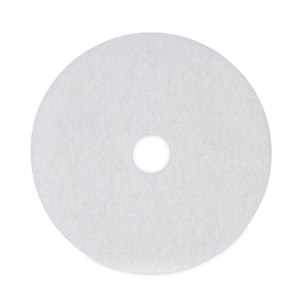 Polishing Floor Pads, 19" Diameter, White, 5/Carton