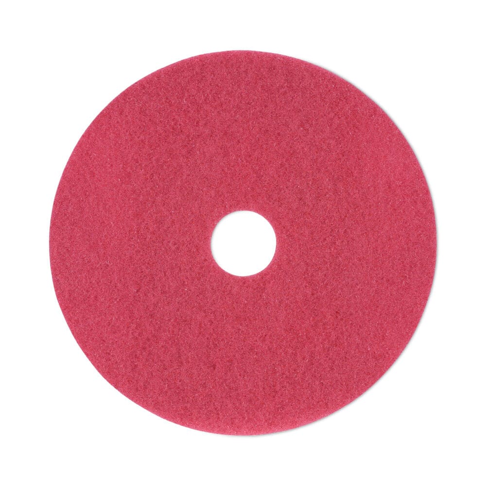 Buffing Floor Pads, 19" Diameter, Red, 5/Carton