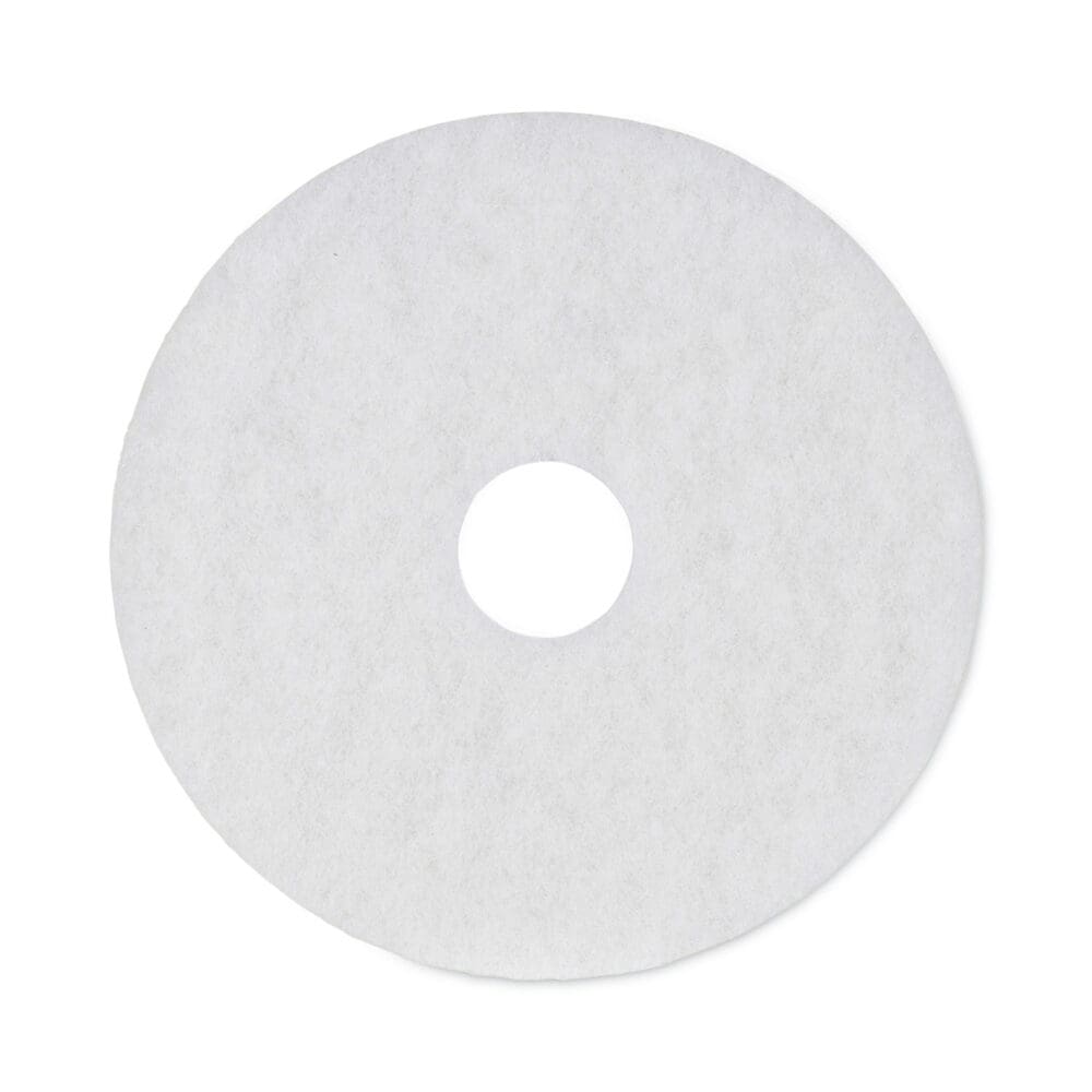 Polishing Floor Pads, 16" Diameter, White, 5/Carton