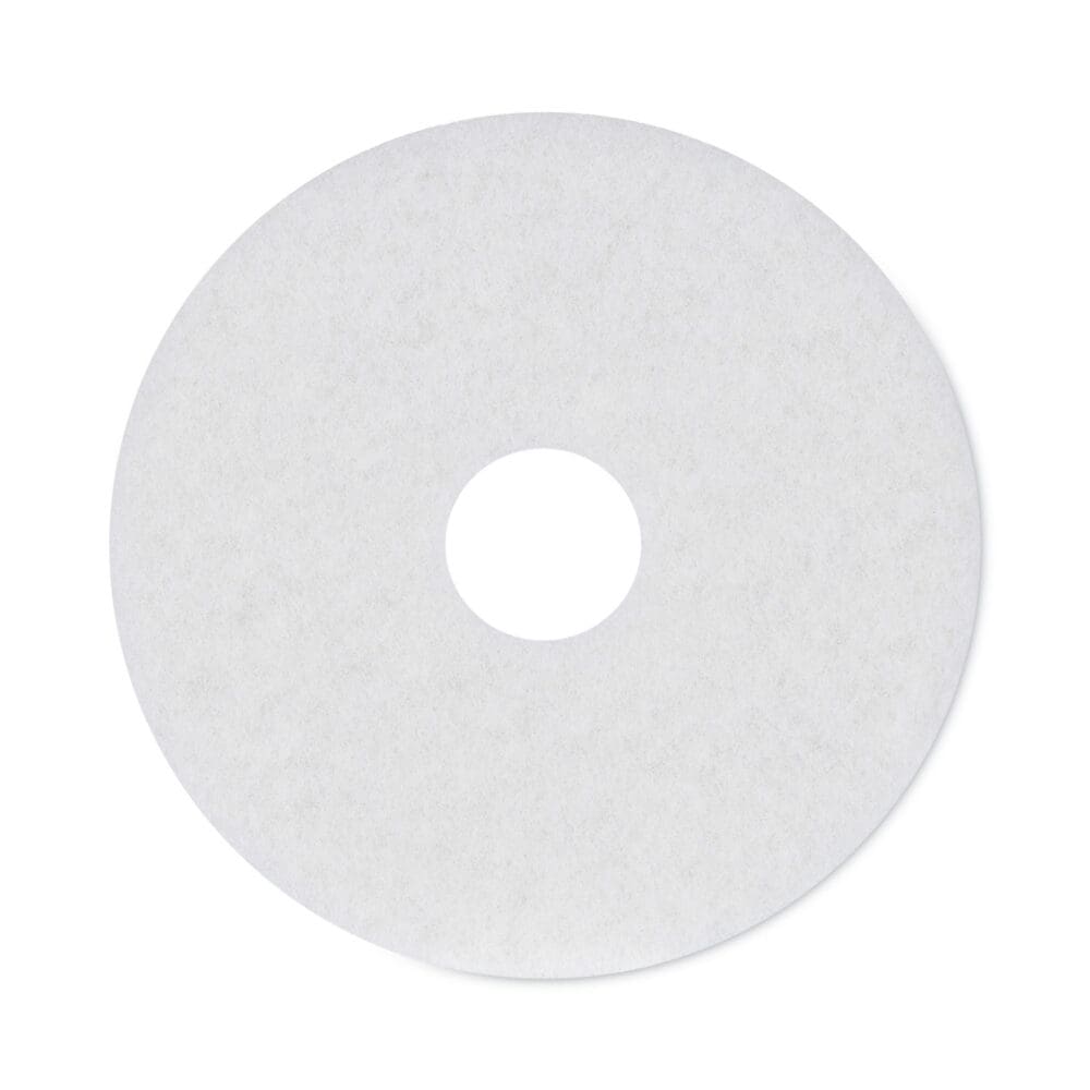 Polishing Floor Pads, 15" Diameter, White, 5/Carton