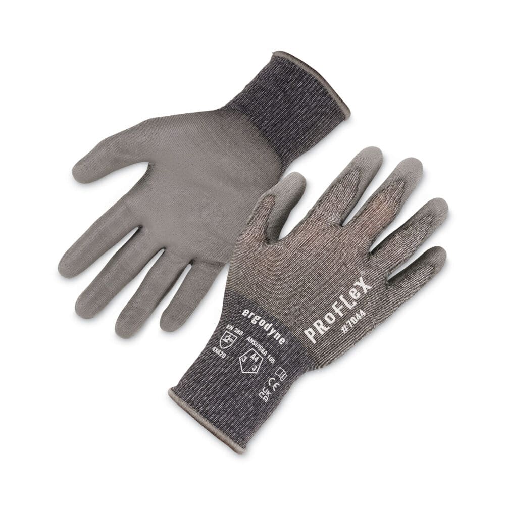 ProFlex 7044 ANSI A4 PU Coated CR Gloves, Gray, Small, Pair, Ships in 1-3 Business Days