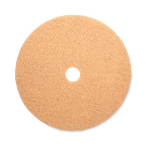 Burnishing Floor Pads, 27" Diameter, Tan, 5/Carton