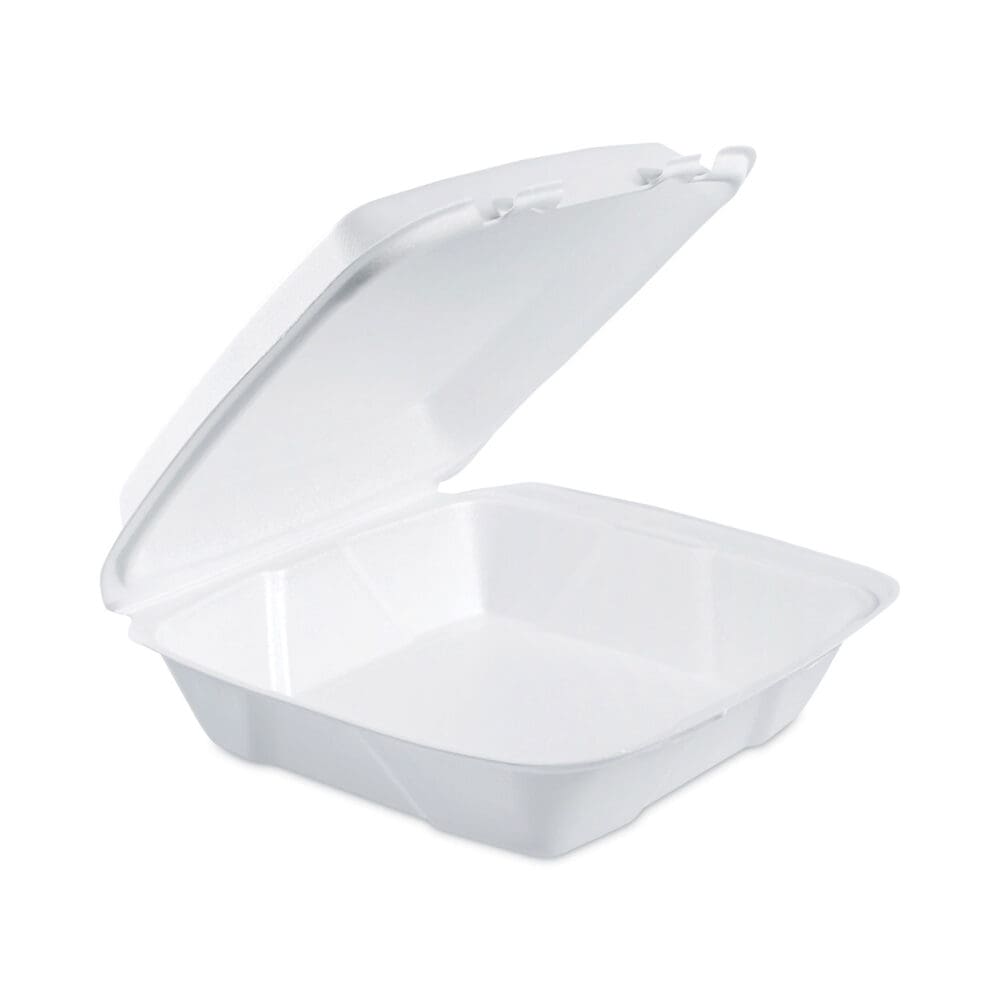 Insulated Foam Hinged Lid Containers, 1-Compartment, 9 x 9.4 x 3, White, 200/Pack, 2 Packs/Carton