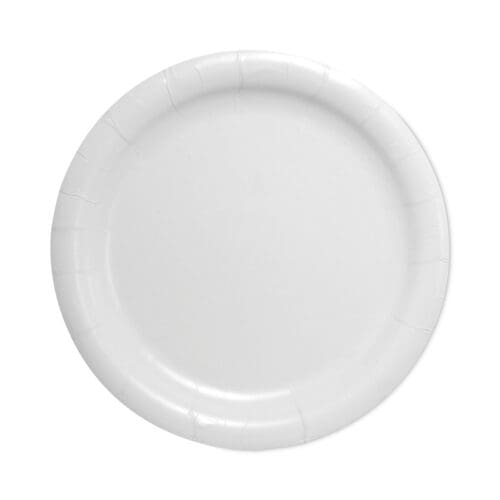 Bare Eco-Forward Clay-Coated Paper Dinnerware, ProPlanet Seal, Plate, 9" dia, White, 500/Carton