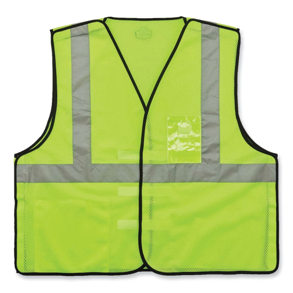 GloWear 8216BA Class 2 Breakaway Mesh ID Holder Vest, Polyester, Small/Medium, Lime, Ships in 1-3 Business Days