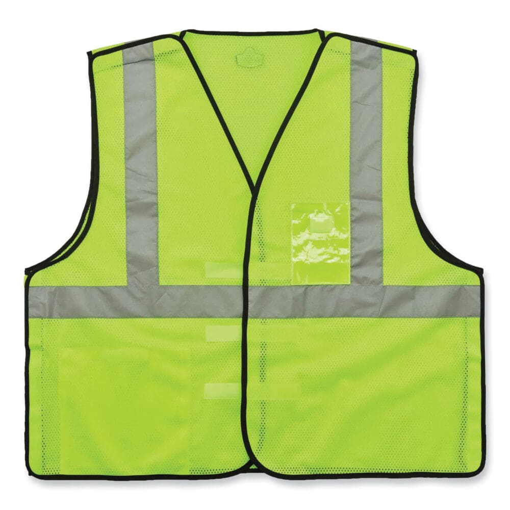 GloWear 8216BA Class 2 Breakaway Mesh ID Holder Vest, Polyester, Large/X-Large, Lime, Ships in 1-3 Business Days