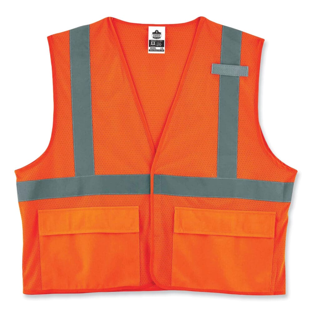 GloWear 8220HL Class 2 Standard Mesh Hook and Loop Vest, Polyester, 4X-Large/5X-Large, Orange, Ships in 1-3 Business Days