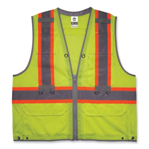 GloWear 8231TVK Class 2 Hi-Vis Tool Tethering Safety Vest Kit, Polyester, Small/Medium, Lime, Ships in 1-3 Business Days
