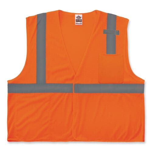 GloWear 8210HL-S Single Size Class 2 Economy Mesh Vest, Polyester, 3X-Large, Orange, Ships in 1-3 Business Days