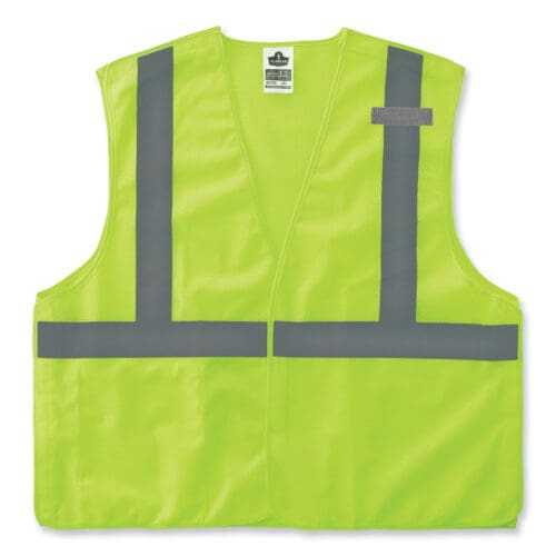GloWear 8215BA-S Single Size Class 2 Economy Breakaway Mesh Vest, Polyester, X-Small, Lime, Ships in 1-3 Business Days