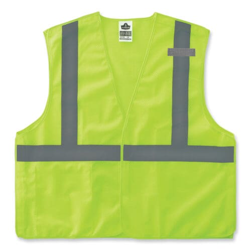 GloWear 8215BA-S Single Size Class 2 Economy Breakaway Mesh Vest, Polyester, Small, Lime, Ships in 1-3 Business Days