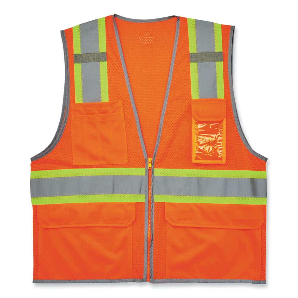 GloWear 8246Z-S Single Size Class 2 Two-Tone Mesh Vest, Polyester, Medium, Orange, Ships in 1-3 Business Days