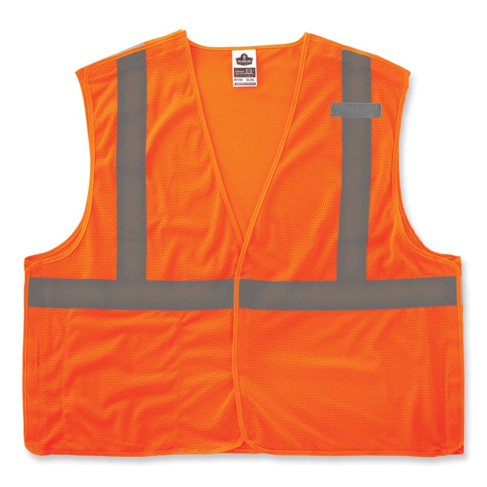 GloWear 8215BA-S Single Size Class 2 Economy Breakaway Mesh Vest, Polyester, 5X-Large, Orange, Ships in 1-3 Business Days