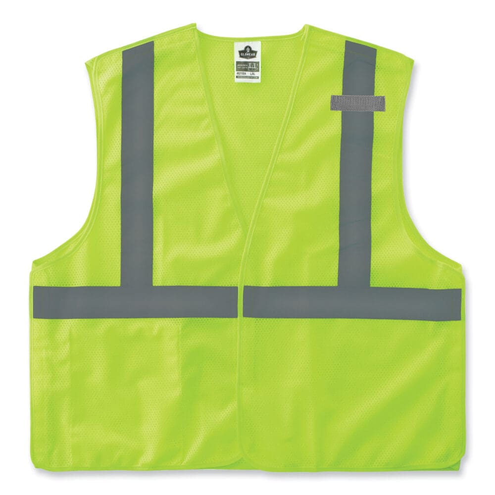 GloWear 8215BA-S Single Size Class 2 Economy Breakaway Mesh Vest, Polyester, 4X-Large, Lime, Ships in 1-3 Business Days
