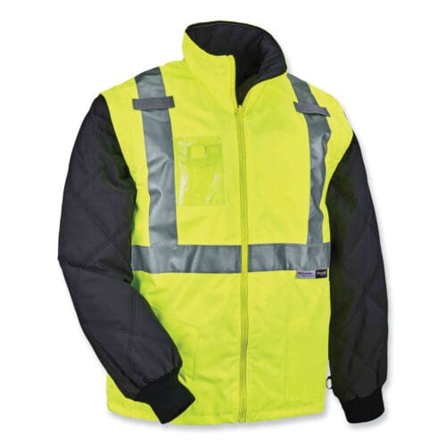 GloWear 8287 Class 2 Hi-Vis Jacket with Removable Sleeves, Large, Lime, Ships in 1-3 Business Days