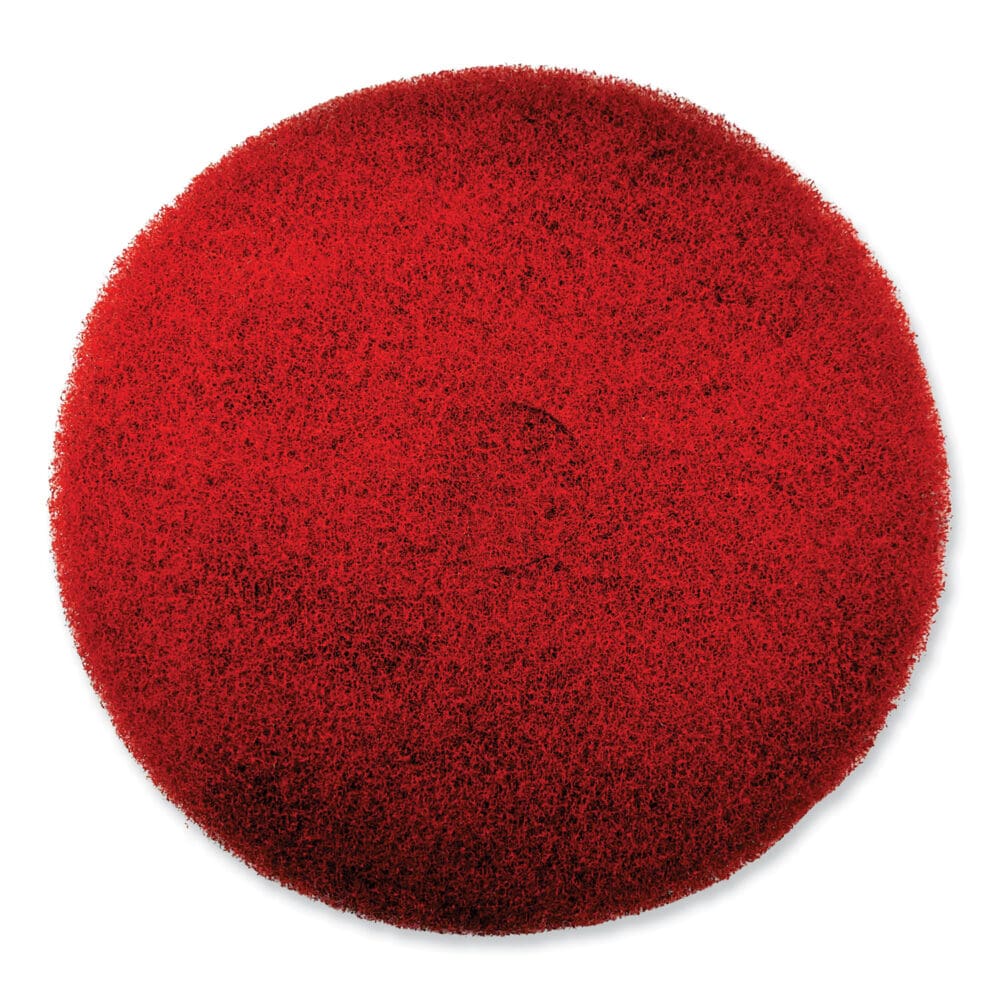 EZ CARE Heavy Duty Scrub Pad, 16" Diameter, Red/Gray, 5/Carton